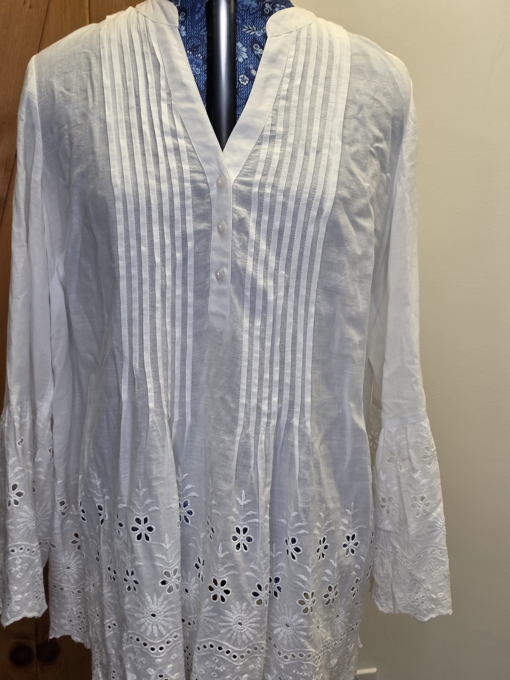 Style & Co. White Eyelet Pintuck Tunic